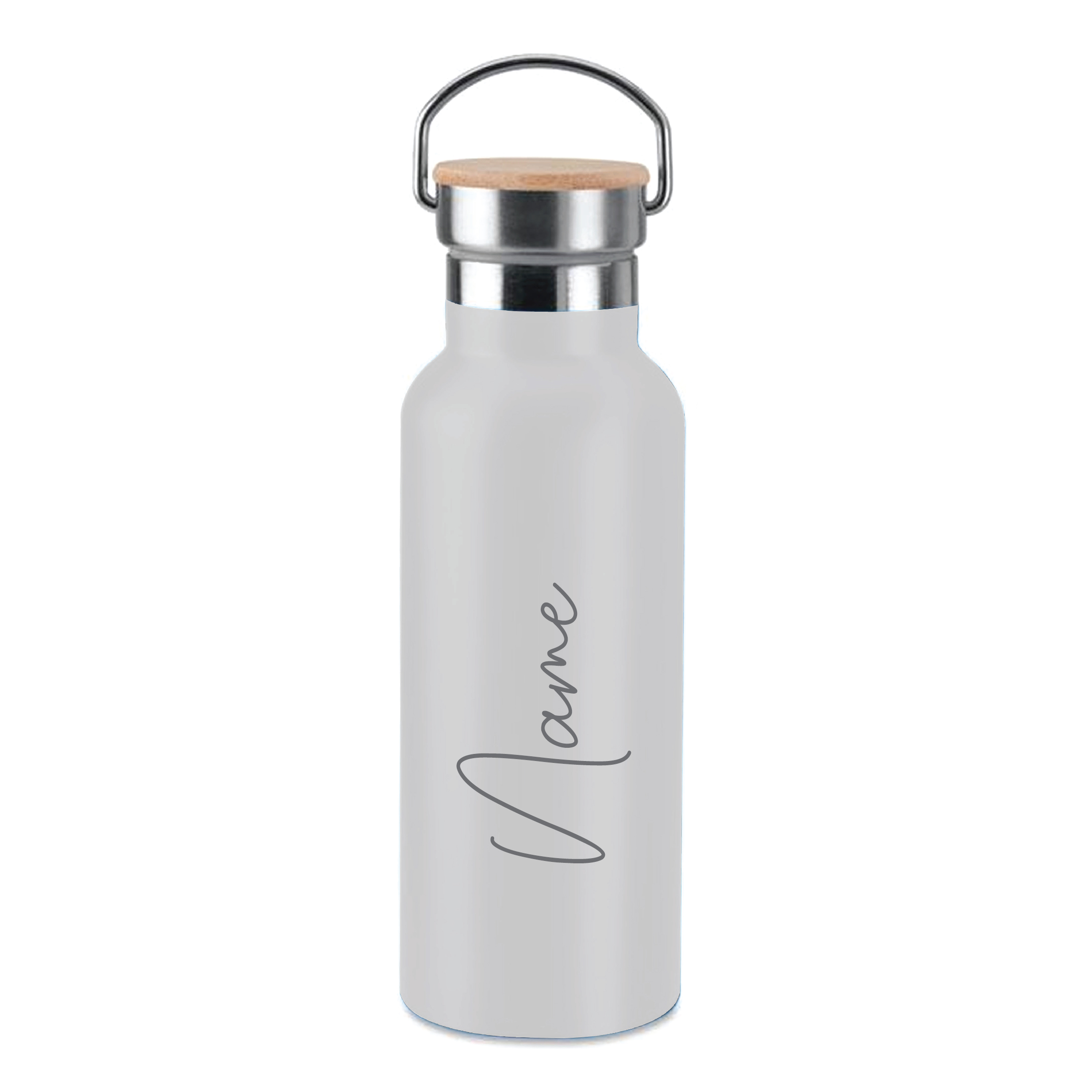 Personalised White Engraved Cork Water Bottle with Name 